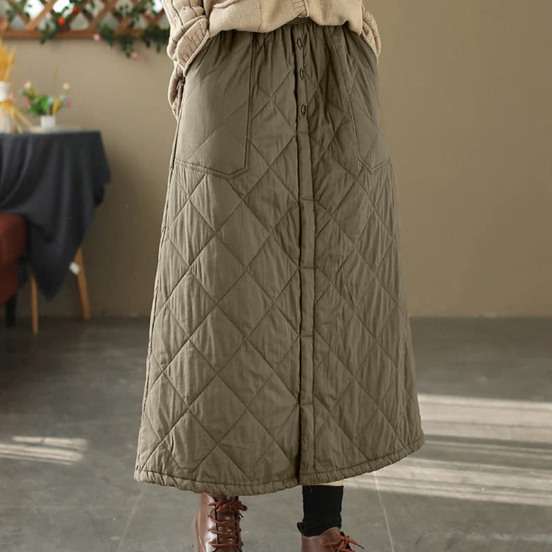 Buddha Stonesレディース 無地 コットン パッド入り サーマル 7-8丈 スカート ポケット付き - image 1