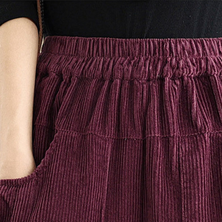 Buddha Stonesレディース ピュアカラー ドローストリングデザイン ワイドレッグ コーデュロイパンツ ポケット付き - image 6