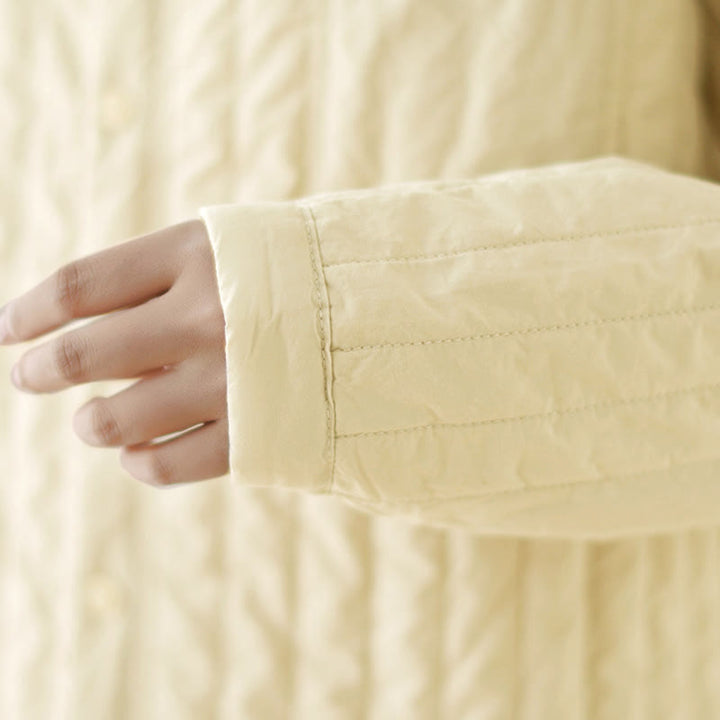 Buddha Stonesレディース スタンドカラー シンプルデザイン 長袖 サーマルコットンジャケット ポケット付き - image 14