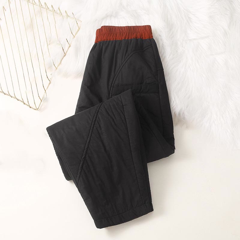 Buddha Stonesレディース 冬 無地 伸縮性ウエストデザイン 厚手 ハーレムパンツ ポケット付き - image 4