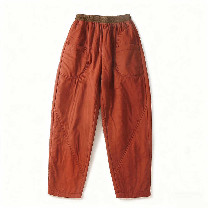 Buddha Stonesレディース 冬 無地 伸縮性ウエストデザイン 厚手 ハーレムパンツ ポケット付き - image 13