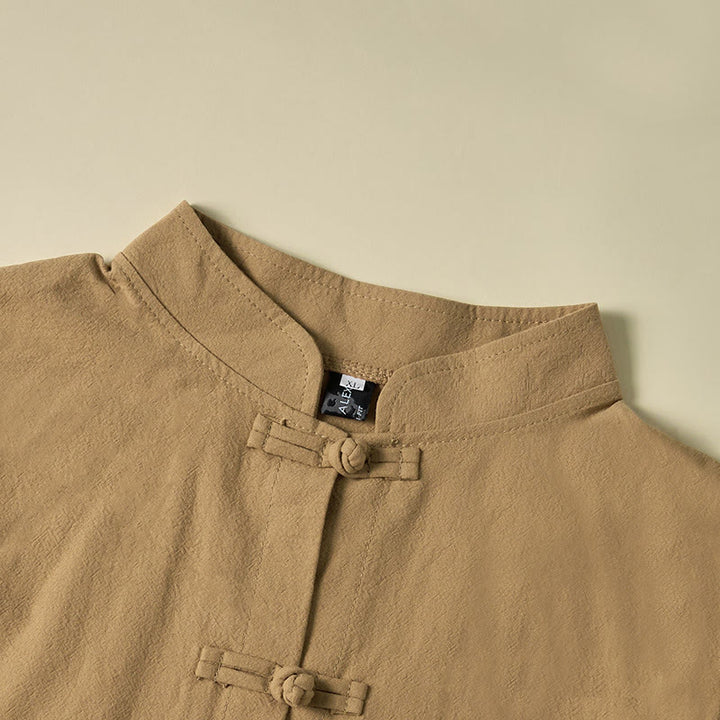 Buddha Stonesエスニック フロッグボタン 長袖 スタンドカラー レディース コットンシャツ ポケット付き - image 2