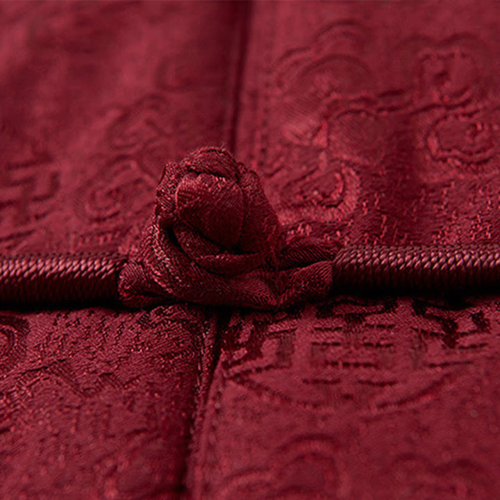 Buddha Stones刺繍模様スタンドカラー長袖メンズ唐装ジャケットポケット付き - image 5