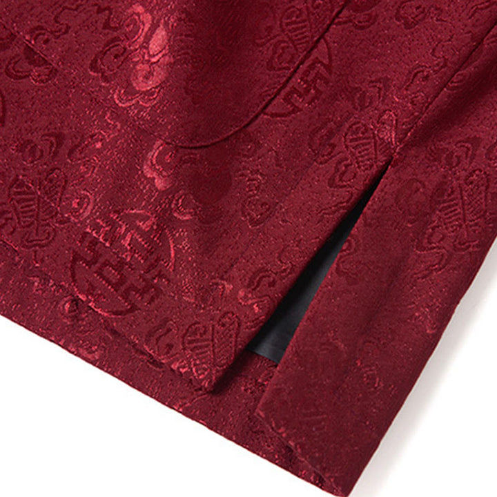 Buddha Stones刺繍模様スタンドカラー長袖メンズ唐装ジャケットポケット付き - image 10