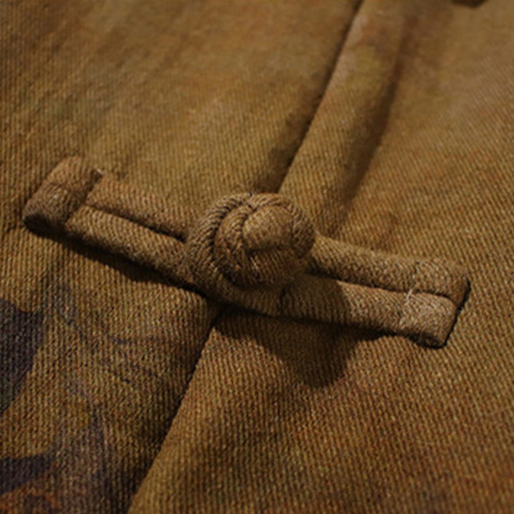 Buddha Stones春プリント花柄メンズ中国風フロッグボタン長袖コットンジャケット - image 21