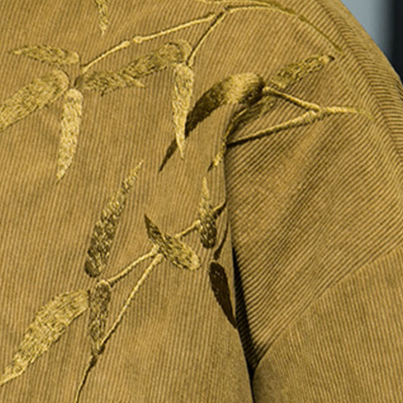 Buddha Stones春の中国刺繍竹メンズフロッグボタン長袖コットンコーデュロイジャケット - image 16