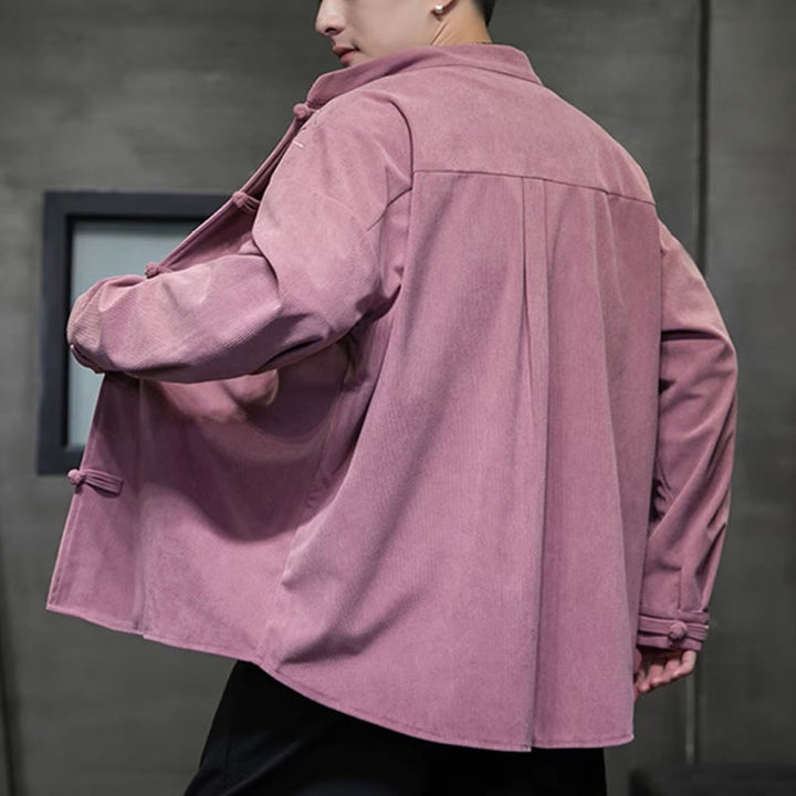 Buddha Stones春の中国刺繍竹メンズフロッグボタン長袖コットンコーデュロイジャケット - image 24