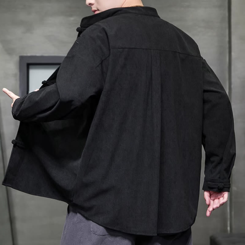 Buddha Stones春の中国刺繍竹メンズフロッグボタン長袖コットンコーデュロイジャケット - image 34