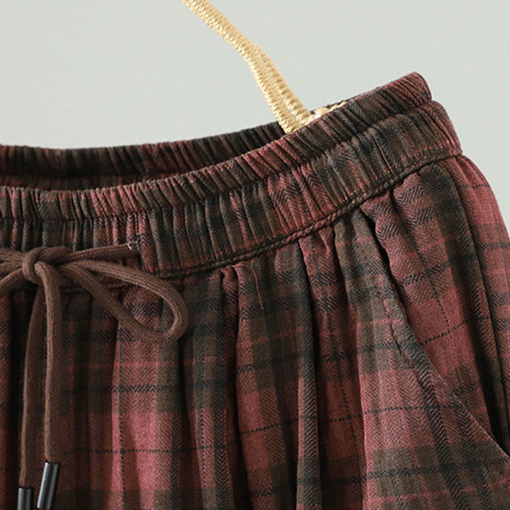 Buddha Stonesマルチカラー チェック柄 コットンパッド レディース ハーレム サーマルパンツ ポケット付き - image 12