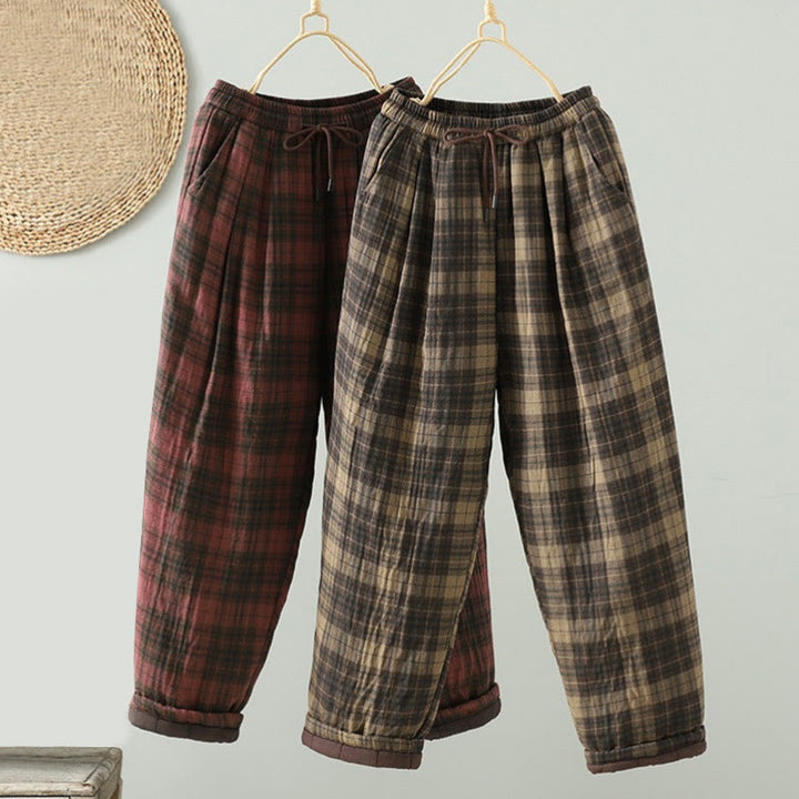 Buddha Stonesマルチカラー チェック柄 コットンパッド レディース ハーレム サーマルパンツ ポケット付き - image 15