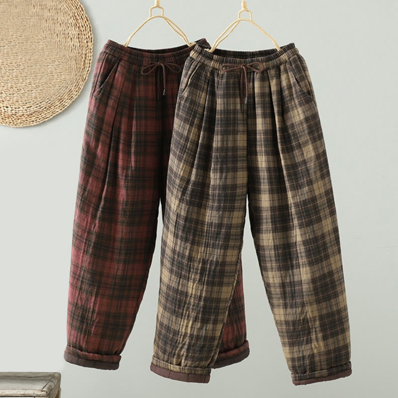 Buddha Stonesマルチカラー チェック柄 コットンパッド レディース ハーレム サーマルパンツ ポケット付き - image 15