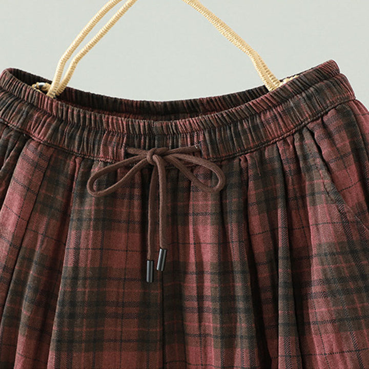 Buddha Stonesマルチカラー チェック柄 コットンパッド レディース ハーレム サーマルパンツ ポケット付き - image 11