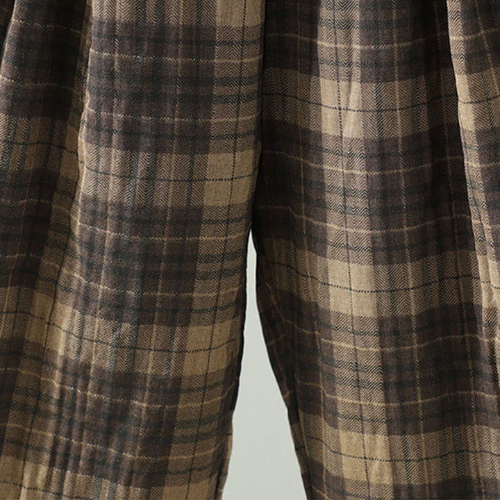 Buddha Stonesマルチカラー チェック柄 コットンパッド レディース ハーレム サーマルパンツ ポケット付き - image 6