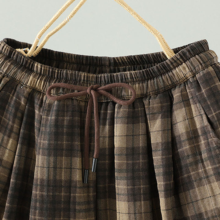 Buddha Stonesマルチカラー チェック柄 コットンパッド レディース ハーレム サーマルパンツ ポケット付き - image 2