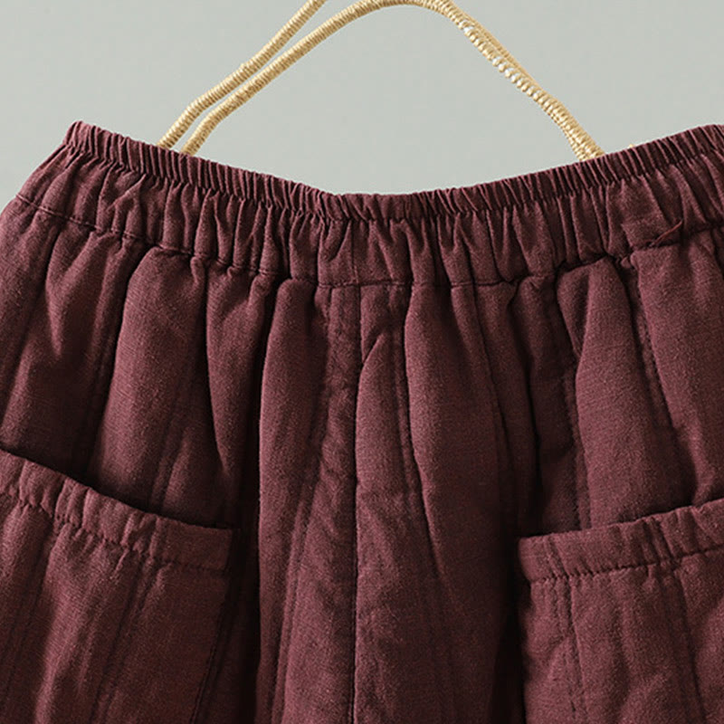 Buddha Stonesデイリー 無地 ドローストリングデザイン レディース ハーレム 伸縮性ウエスト コットンパンツ ポケット付き - image 9