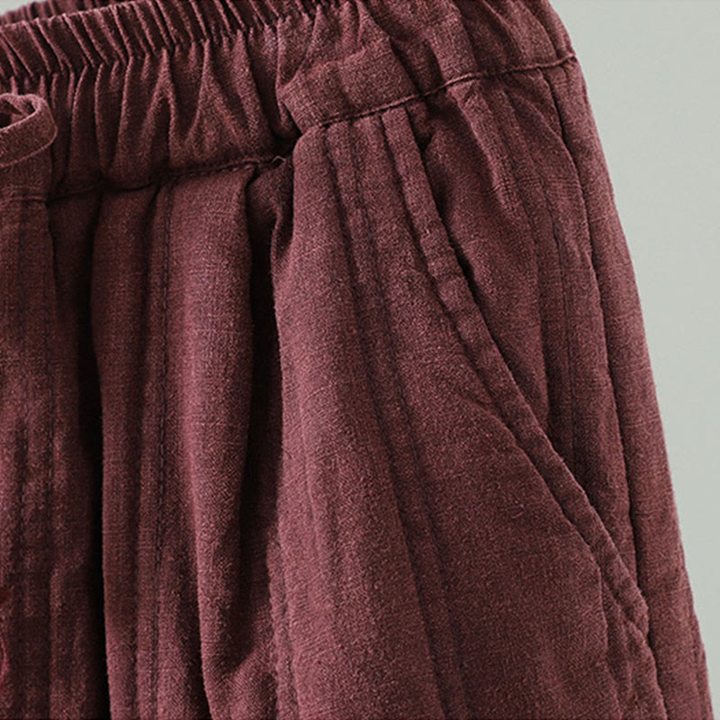 Buddha Stonesデイリー 無地 ドローストリングデザイン レディース ハーレム 伸縮性ウエスト コットンパンツ ポケット付き - image 11