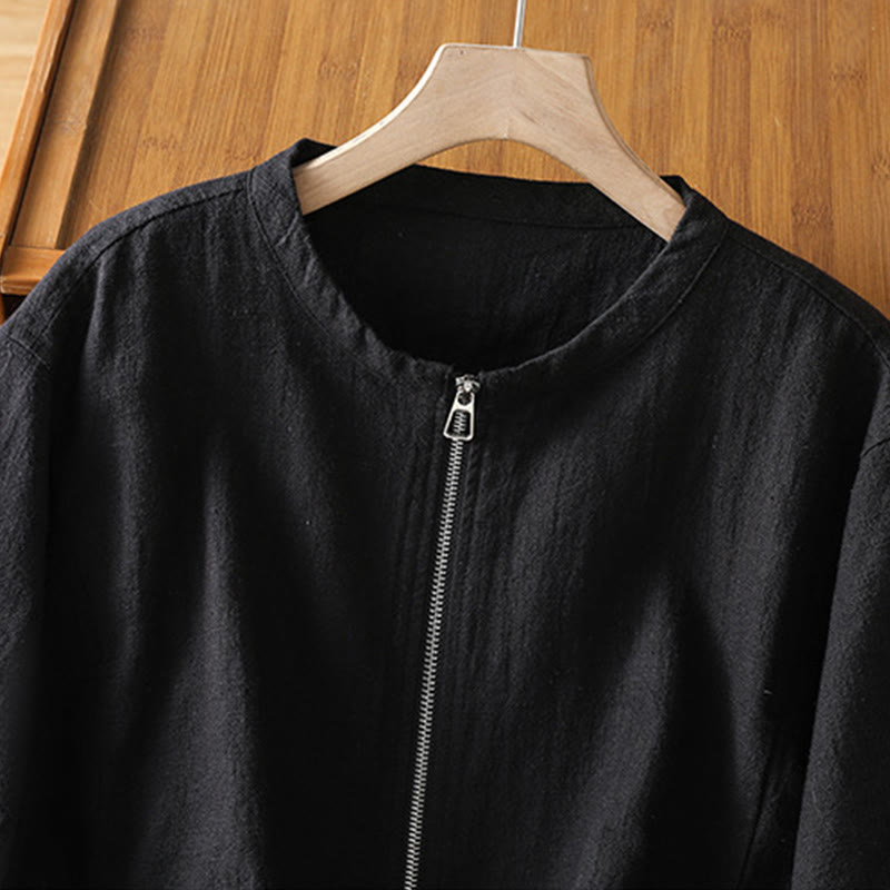 Buddha Stonesレディース コットン ジッパーデザイン ダブルレイヤー ロングスリーブ ジャケット ポケット付き - image 3