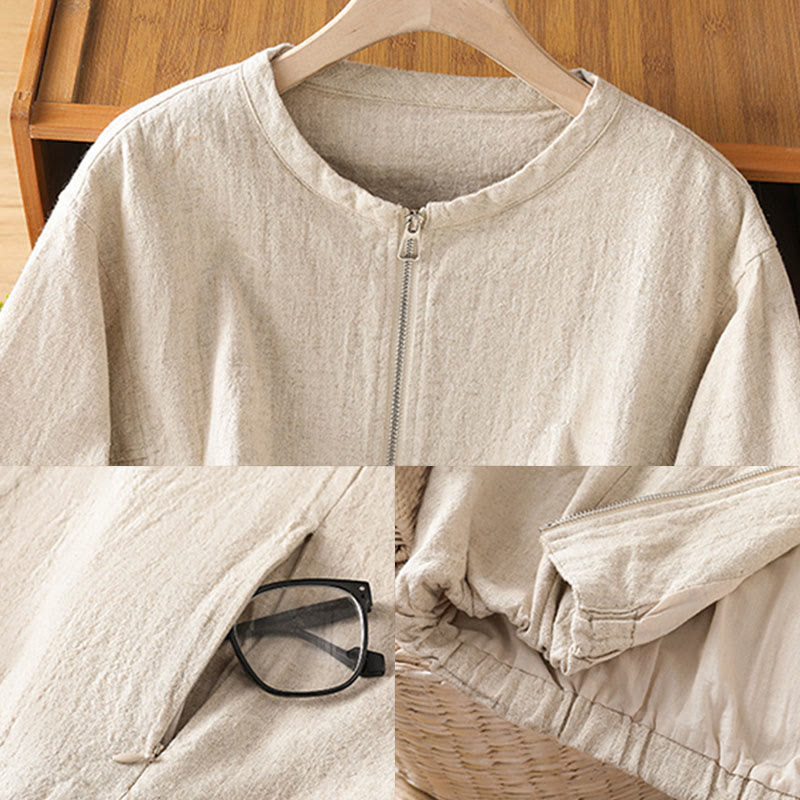 Buddha Stonesレディース コットン ジッパーデザイン ダブルレイヤー ロングスリーブ ジャケット ポケット付き - image 20