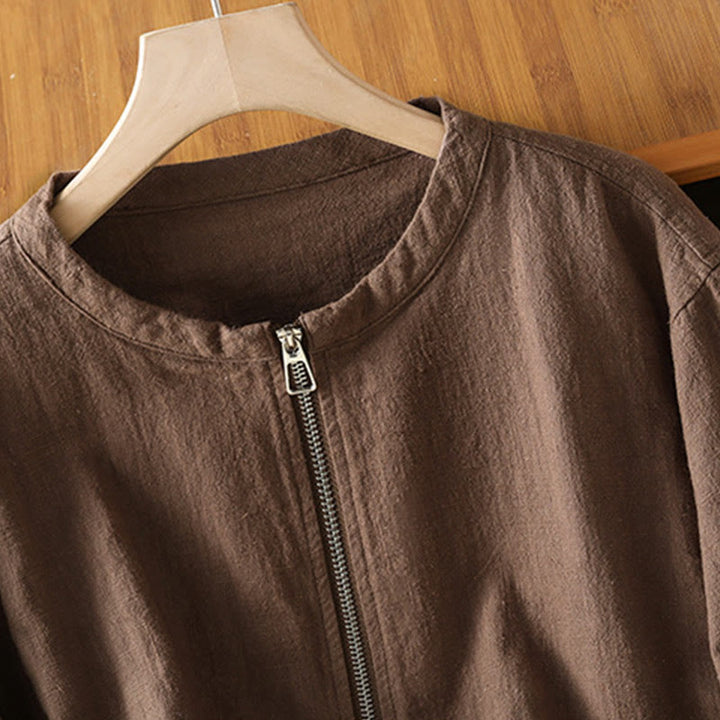 Buddha Stonesレディース コットン ジッパーデザイン ダブルレイヤー ロングスリーブ ジャケット ポケット付き - image 24