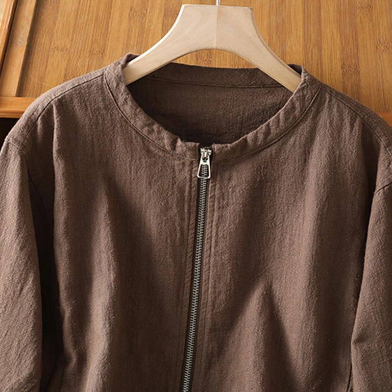 Buddha Stonesレディース コットン ジッパーデザイン ダブルレイヤー ロングスリーブ ジャケット ポケット付き - image 23