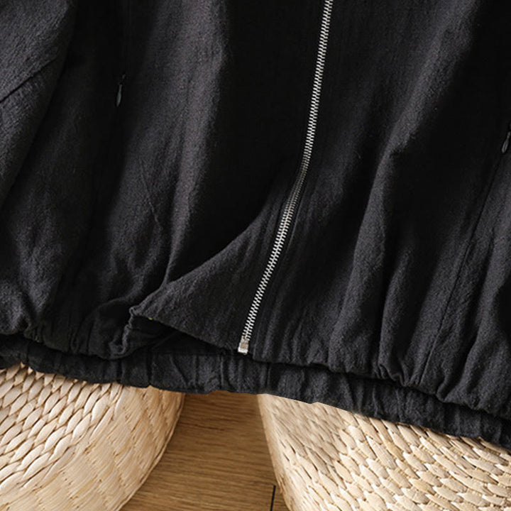 Buddha Stonesレディース コットン ジッパーデザイン ダブルレイヤー ロングスリーブ ジャケット ポケット付き - image 6