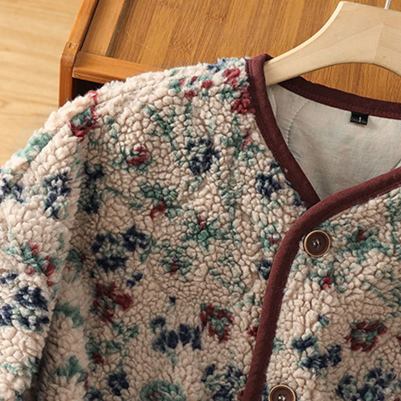 Buddha Stonesレディース コットン 花柄 ボタンデザイン 長袖 サーマルジャケット ポケット付き - image 5