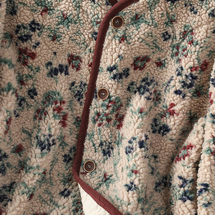 Buddha Stonesレディース コットン 花柄 ボタンデザイン 長袖 サーマルジャケット ポケット付き - image 6