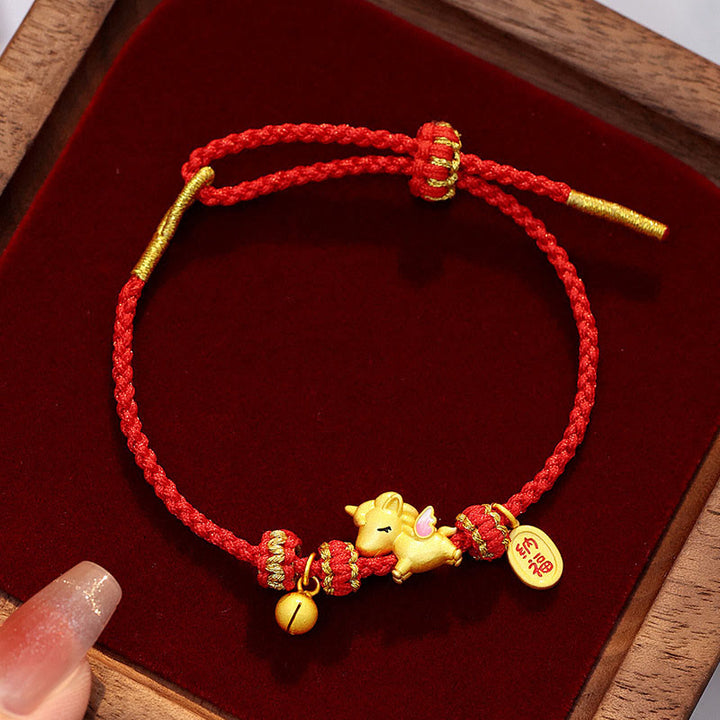 Buddha Stones925スターリングシルバー 馬年 幸運幸運繁栄赤紐強さブレスレット - Aスタイル（手首周り：16～20cm） - image 0