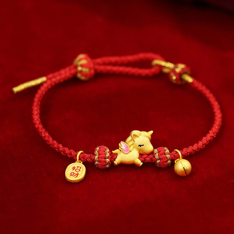 Buddha Stones925スターリングシルバー 馬年 幸運幸運繁栄赤紐強さブレスレット - image 1