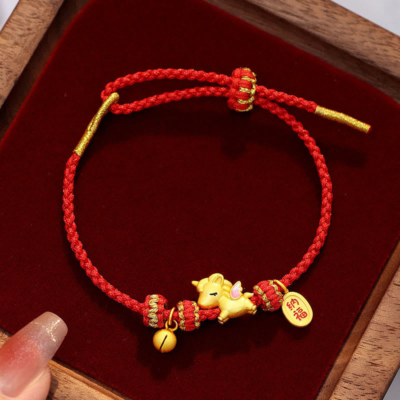 Buddha Stones925スターリングシルバー 馬年 幸運幸運繁栄赤紐強さブレスレット - Aスタイル（手首周り：16～20cm） - image 0