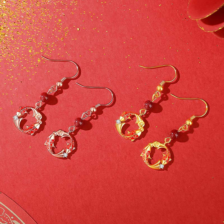 Buddha Stones925スターリングシルバーメッキ 18Kゴールド鯉デザイン 守護イヤリング - image 4