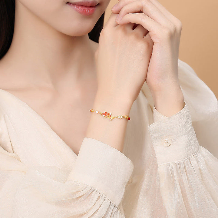 Buddha Stones925スターリングシルバー鯉デザイン赤紐良縁祈願ブレスレット - image 2