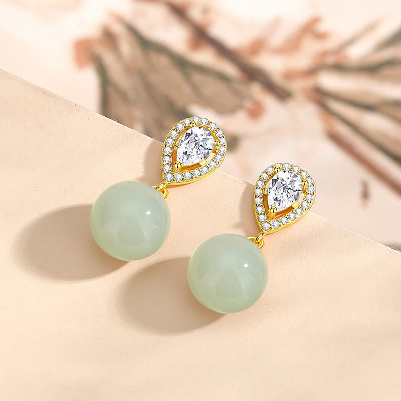 Buddha Stones925 スターリングシルバー ウォータードロップデザイン 和田翡翠ビーズ豊かさのイヤリング - image 2