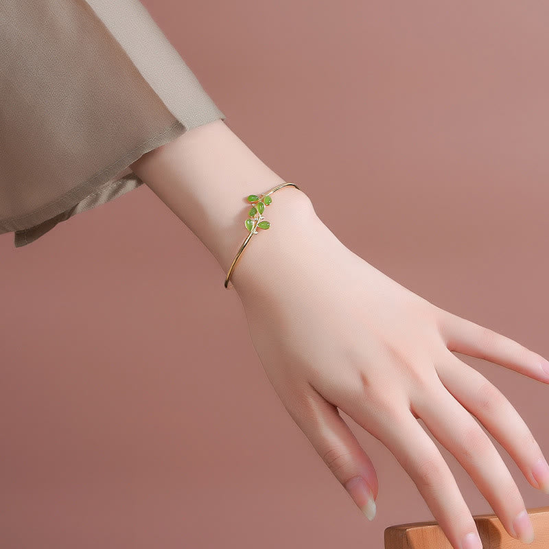 Buddha Stones925スターリングシルバー グリーンジャスパー リーフデザイン バランスイヤリング - image 12