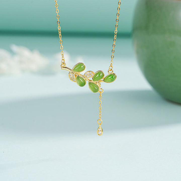 Buddha Stones925スターリングシルバー グリーンジャスパー リーフデザイン バランスイヤリング - image 15