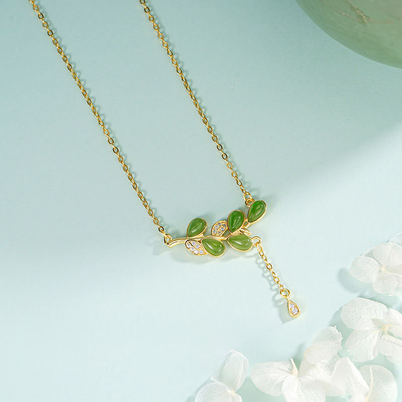 Buddha Stones925スターリングシルバー グリーンジャスパー リーフデザイン バランスイヤリング - image 14