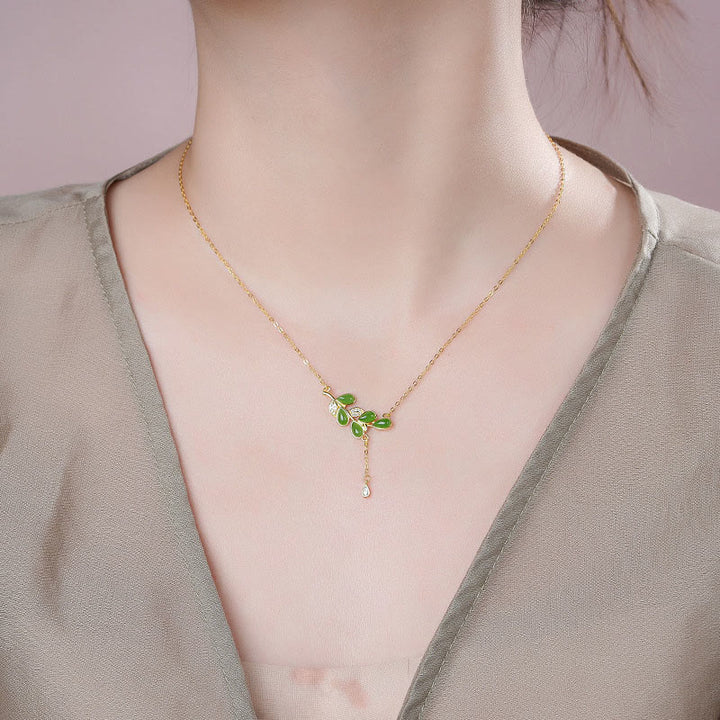 Buddha Stones925スターリングシルバー 葉っぱの彫刻入り グリーンジャスパー守護ブレスレットバングル - image 14