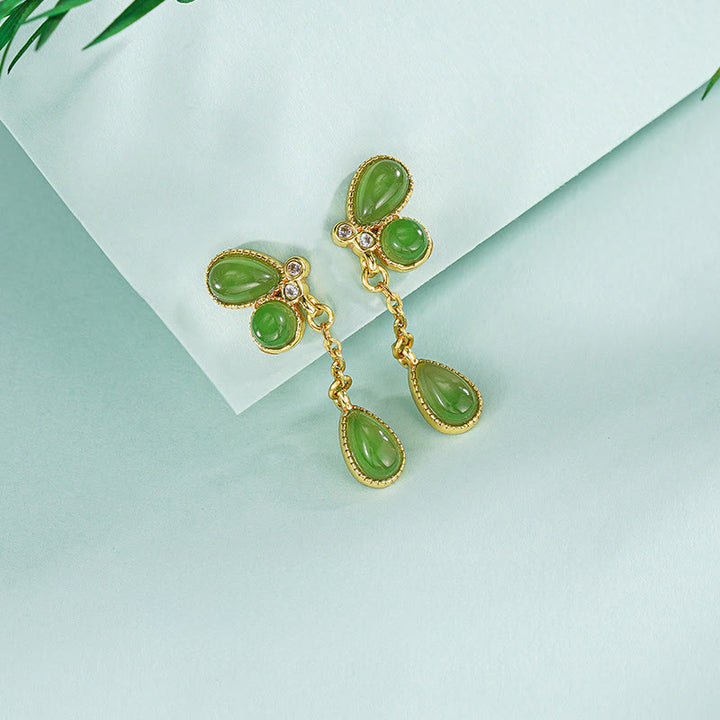 Buddha Stones925スターリングシルバー リーフタッセルデザイン グリーンジャスパー プロテクションネックレス ペンダント - image 17