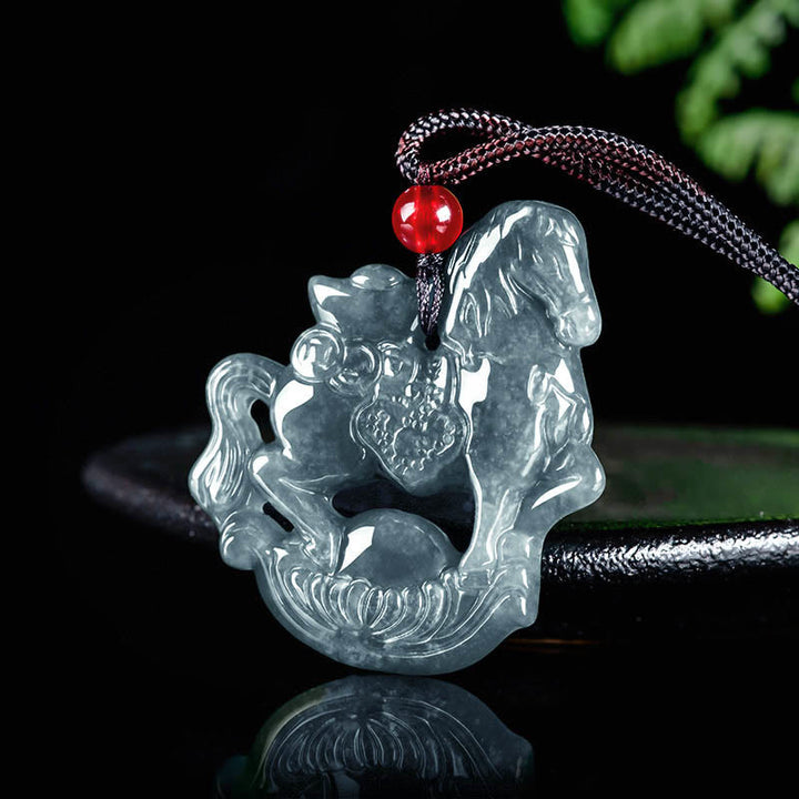 Buddha Stones年翡翠インゴット 幸運豊かさロープネックレスペンダント - image 2