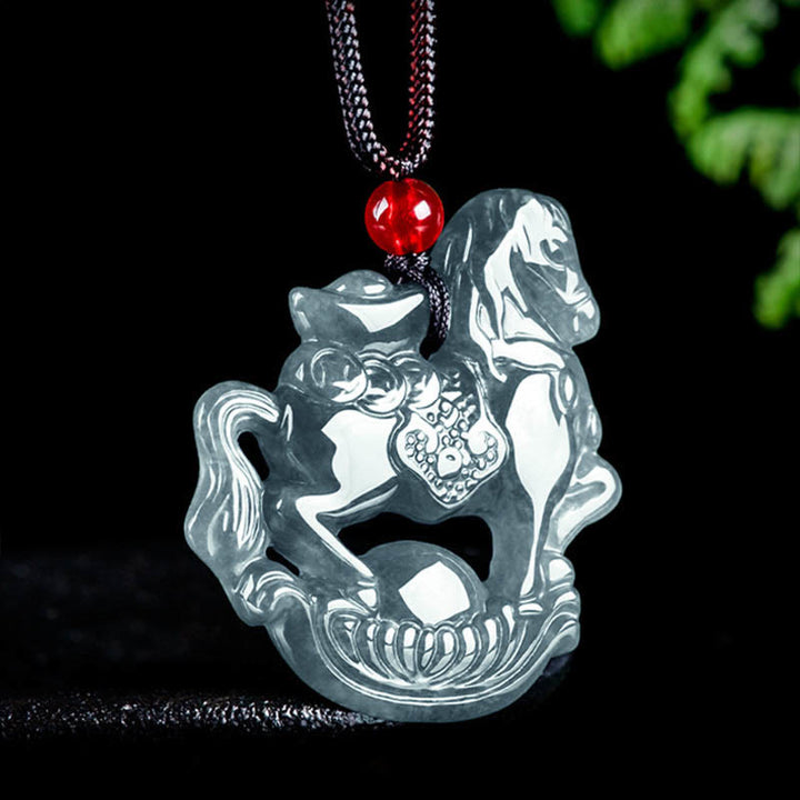 Buddha Stones年翡翠インゴット 幸運豊かさロープネックレスペンダント - image 1