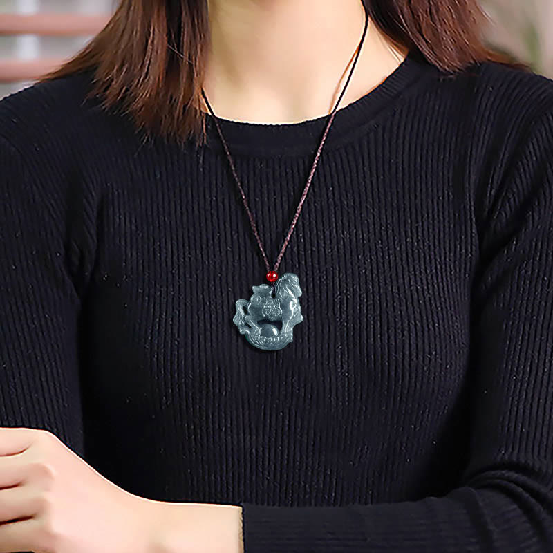 Buddha Stones年翡翠インゴット 幸運豊かさロープネックレスペンダント - image 10