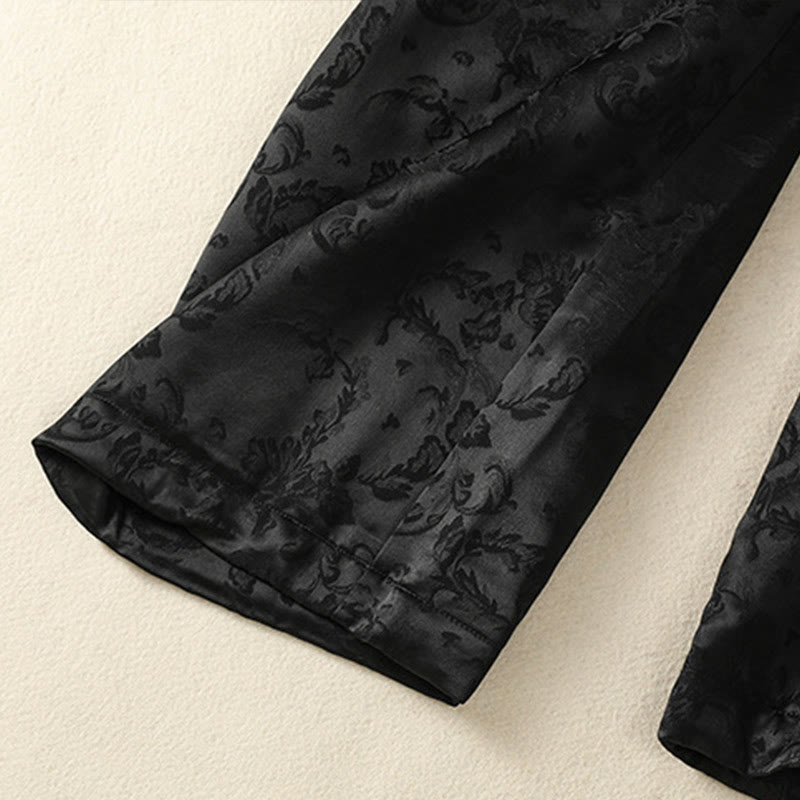 Buddha Stonesジャカード ハイウエストデザイン レディース ワイドレッグ サーマル 厚手パンツ ポケット付き - image 16