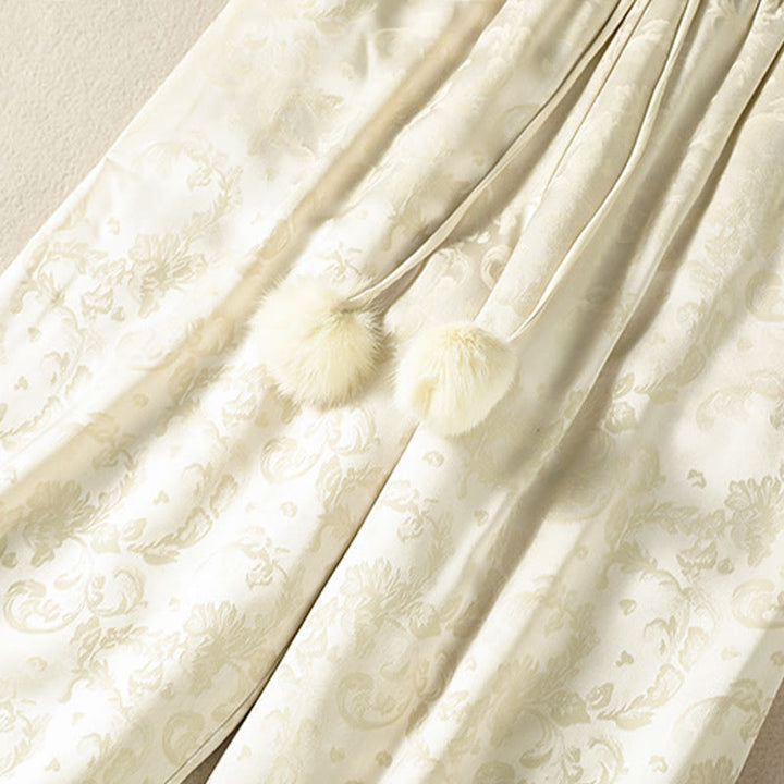 Buddha Stonesジャカード ハイウエストデザイン レディース ワイドレッグ サーマル 厚手パンツ ポケット付き - image 5