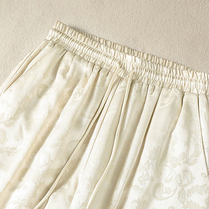 Buddha Stonesジャカード ハイウエストデザイン レディース ワイドレッグ サーマル 厚手パンツ ポケット付き - image 2