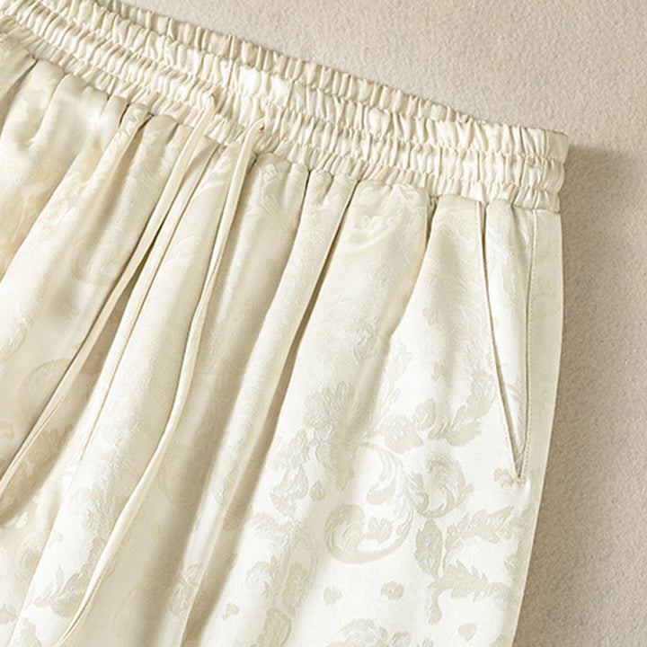 Buddha Stonesジャカード ハイウエストデザイン レディース ワイドレッグ サーマル 厚手パンツ ポケット付き - image 4