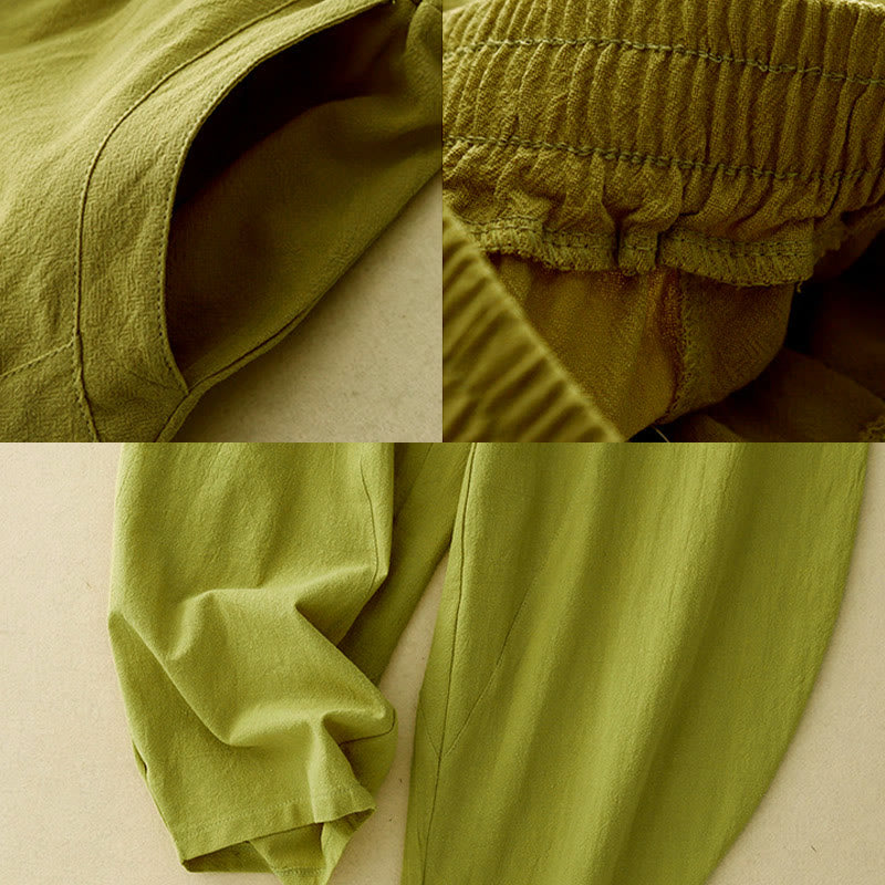 Buddha Stones秋冬 無地 パッチワーク シンプルデザイン レディース ワイドレッグパンツ ポケット付き - image 9