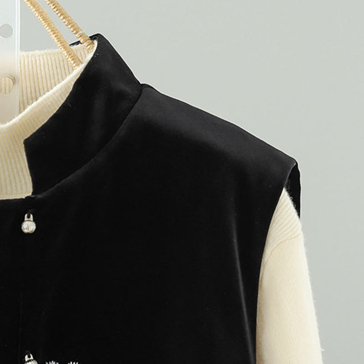 Buddha Stonesの白い花の刺繍模様のレディースノースリーブベストウエストコート - image 9