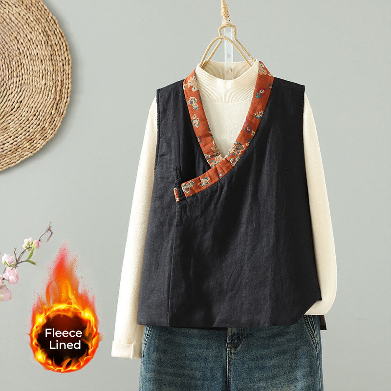 Buddha Stonesの花柄Vネックフロッグボタンレディースノースリーブベストウエストコート - 黒 - US8-10，UK/AU12-14，EU40-42 (2XL) - image 14