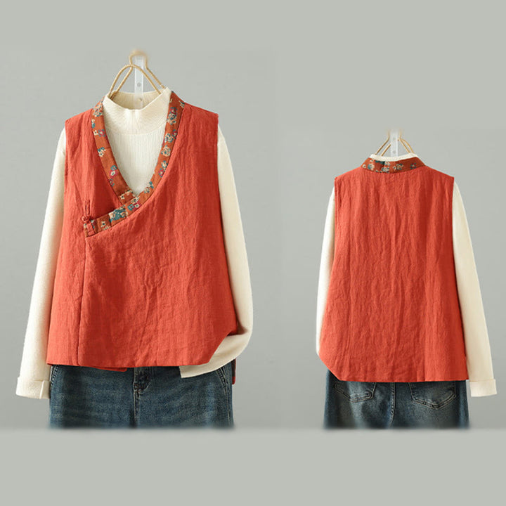 Buddha Stonesの花柄Vネックフロッグボタンレディースノースリーブベストウエストコート - image 13