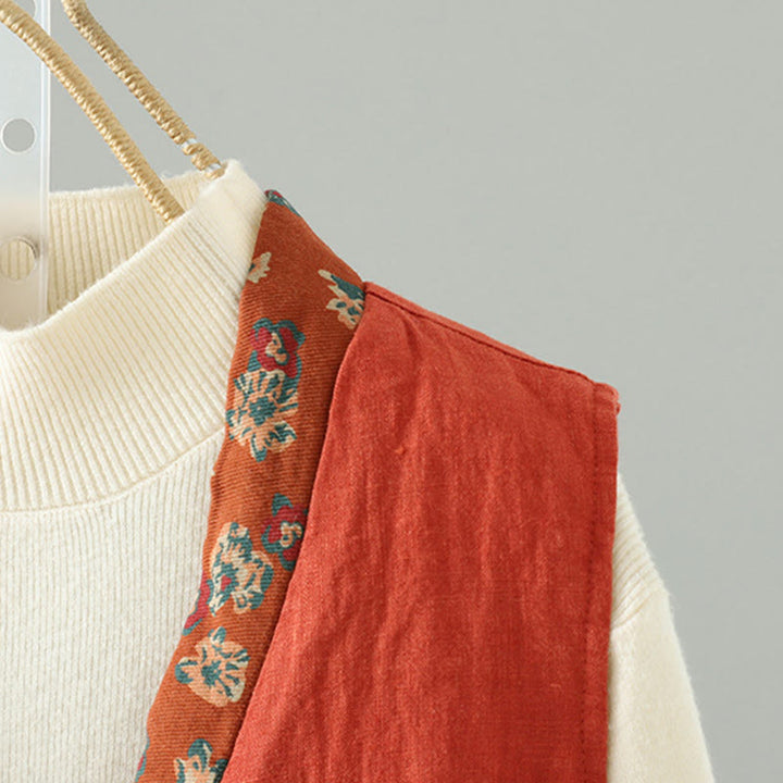 Buddha Stonesの花柄Vネックフロッグボタンレディースノースリーブベストウエストコート - image 6